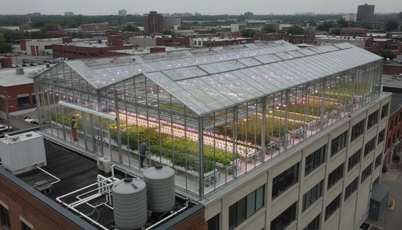 Cover Image for Lufa Farms Rooftop Expansion Reshapes Montreal Food Tech